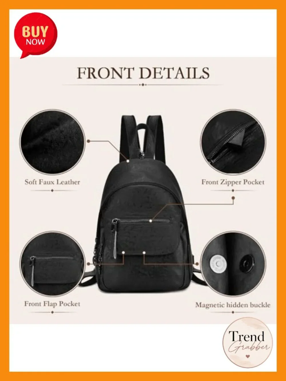 Women's Faux Leather Convertible Backpack Purse, Anti-Theft Sling Bag